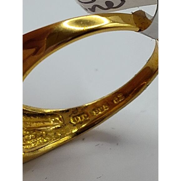 UTC Large Pear Shape Orange Citrine CZ Gold Plated Sterling Silver Ring Size 10 - Picture 5 of 5